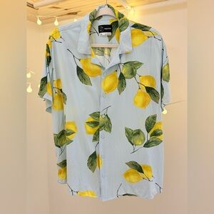 🌾 Original Use‎ Blue and Yellow Casual Button Down Shirt